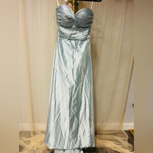 Elegant Light Blue Strapless Prom Dress